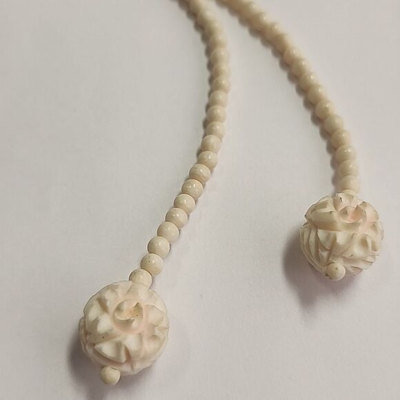 Art Deco Genuine Carved Lariat Necklace RARE TREASURE - Picture 6 of 6